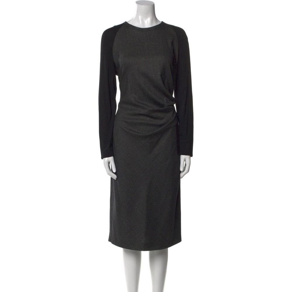 MaxMara Wool Silk Blend Ruched Hip Tweed Long Sleeve Career Dress - 2 - Picture 2 of 10